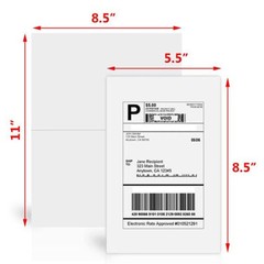 1000 Shipping Labels 8.5 x 5.5 Half Sheets Blank Self Adhesive 2 Per Sheet USA