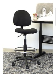 Boss Ergonomic Drafting Chair Without Arms, Mid BlackBack Office Seat (B1615-BE)