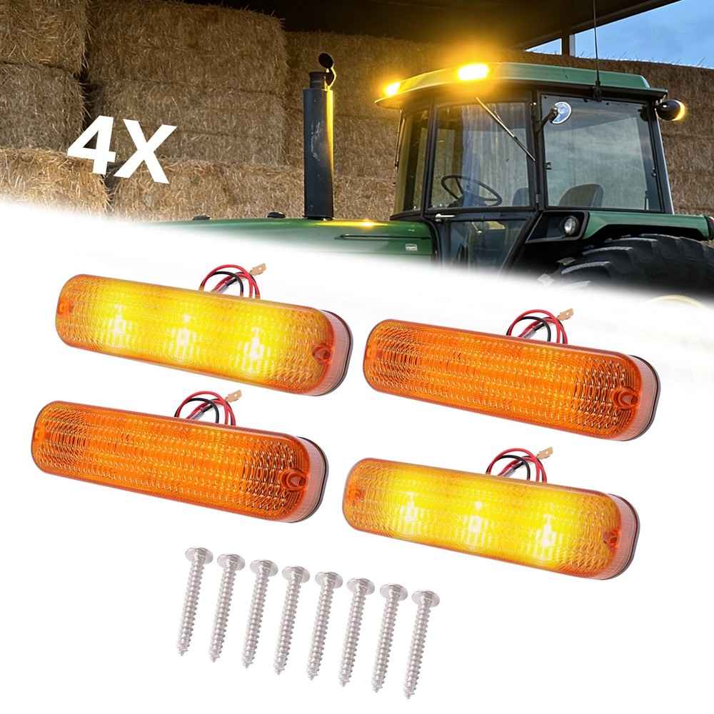 4 LED Amber Flashing Cab Lights For John Deere 30 Series 4030 4230 8450 #AR60250