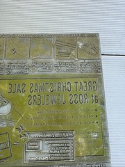 Vintage Metal Printing Plate CHRISTMAS JEWELERS ADVERTISING NEWSPAPER