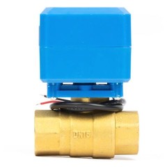 U. S. Solid Motorized Ball Valve w/ 2 Signal Lights 1/2in Brass NC Blue Casing