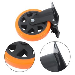 4 Pcs Orange With Locking Brake 6″ Heavy Duty Swivel Caster Wheels No Noise
