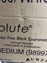 Aurelia Examination Gloves 2000-10 Boxes X 200 Gloves .Black Color Size M