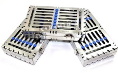 5 GERMAN DENTAL AUTOCLAVE STERILIZATION CASSETTE RACK BOX FOR 7 INSTRUMENT-BLUE