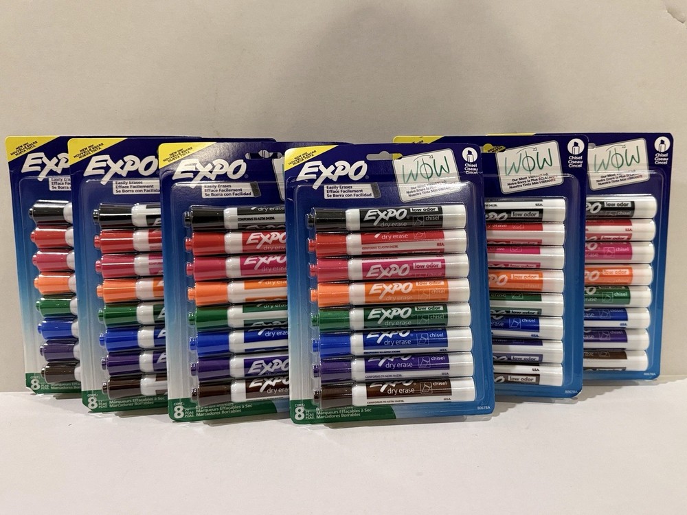 Expo Dry Erase Markers (6) 8 Packs Chisel Tip, Assorted Colors 48 Markers NEW