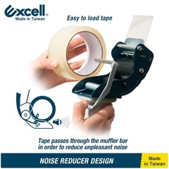 Excell Low Noise Tape Gun 2″ Tape 3″ Core, Quiet Tool for Carton & Box Sealing