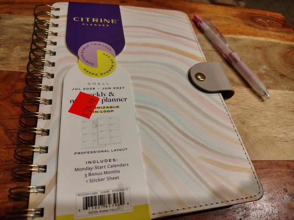 Citrine Planner academic year 26-27 Weekly/Monthly Spiral Faux Leather Planner
