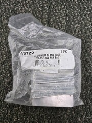 (QTY 25) 43722 18-Gauge Aluminum Blank Tags 1-1/2 inch Height x 3-inch Width