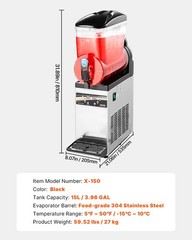 VEVOR Commercial Slush Machine 15L/30L/45L Margarita Smoothie Frozen Drink Maker