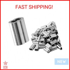 QDiShi 1/8″ (3mm) Aluminum Crimping Loop Sleeve for Wire Rope, Cable Ferrule