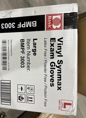 10 Boxes of 100 – Synmax Vinyl Exam Gloves Large BMPF 3003