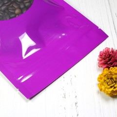Reclosable Zipper Purple Mylar Foil Stand Up Freeze Dried Candy Window Bag Pouch