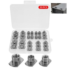 30Pcs Weld Nuts Set,T-Shaped Weld Nuts Kit,3/8 in,5/16 in,1/4 in Tab Base UNC Ca
