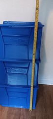 Lot Of 3 Akro-Mils 30270 Blue Hang/Stack Storage Bins Plastic; 18″X 16 1/2″X 11″