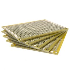 5cm x 7cm Yellow PCB Printed Circuit Board, 5 Pack, 432 Holes, 32 Pads