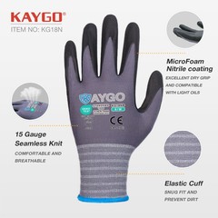 KAYGO Safety Work Gloves MicroFoam Nitrile Coated, 12 Pairs Medium, Gray