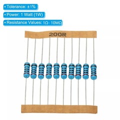 500Pcs 50 Values 1% 1Ω~10MΩ 1W (1 Watt) Metal Film Resistor Assortment Kit Set