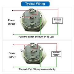 US Stock 16mm Metal Push Button Switch 12V – 24VDC Wide Voltage LED Waterproof