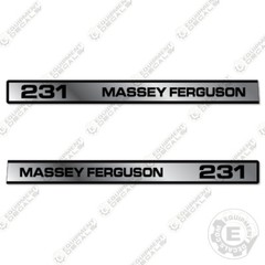 Fits Massey Ferguson 231 Tractor Hood Decals (Set of 2) – Metallic Silver Vinyl!