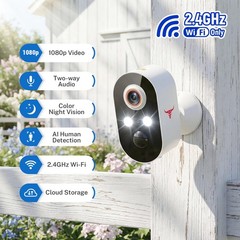 Wireless 1080P Security Camera, Color Night Vision, 120° View, ABS Housing