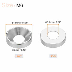 20Pcs Countersunk Washer M6 Anodized Aluminum Alloy Finishing Washers, Screw Gas