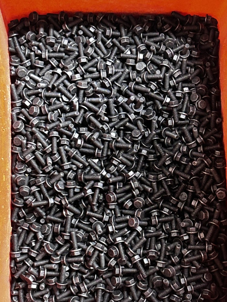 100qty M6-1.0 x 20mm 10.9 Hex Flange Bolts Black Zinc Coated Full Thread