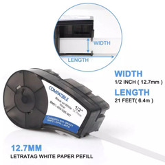5PCS Label Cartridge For M21-500-595-WT BMP21-PLUS / Lab Black/White 1/2“