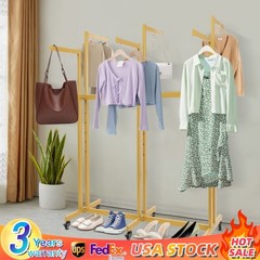 Modern Gold Clothing Display Rack Stand Retail Rolling Garment Hanger w/Wheels