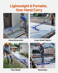 VEVOR Bull Concrete Float 47.24×7.28in, 4 Handle Round End Trowel Float Tool