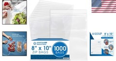 8×10 Clear Resealable Zip Plastic Bags – 1000 Pack^-