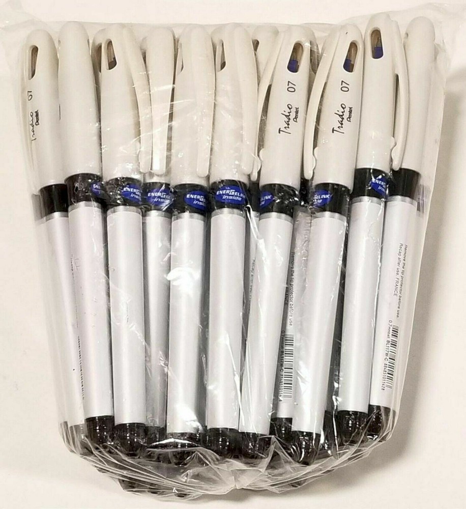 48 x NEW Pentel EnerGel Tradio Pearl Gel Pen BLUE INK .7mm Tip BL117W-C BULK LOT