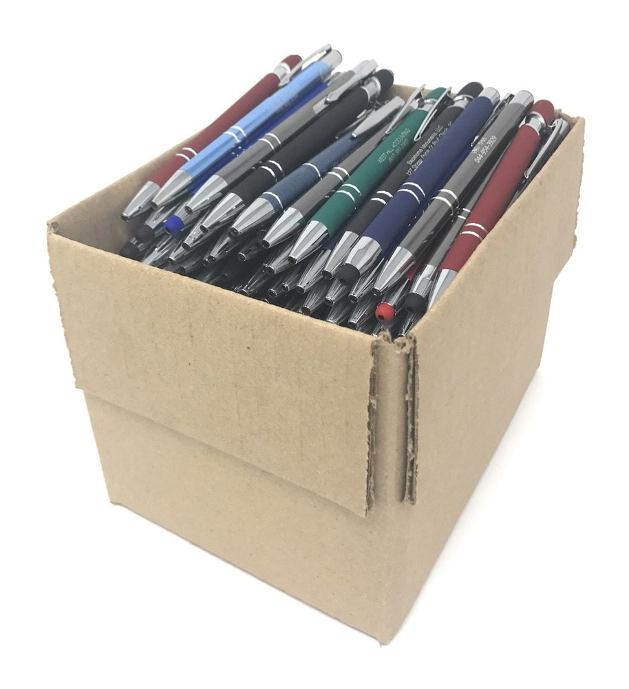 5 lb. Box of Assorted Misprint Metal Retractable Ball Point – Bulk Misprinted Pe