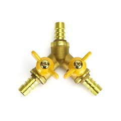 3/8″ Hose Barb Ball Valve Y Shaped 3 Way Connector Barb Brass Fitting OD 11mm
