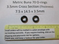 7.5mmID x 14.5mm OD x 3.5mm thick O-ring. Buna-70. Quan 2.