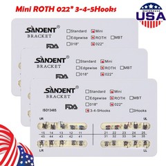 10 Packs Brackets dentales de ortodoncia Mini Roth 022 Ganchos 345