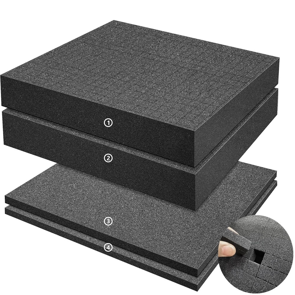 4 Pack Gun Case Foam Inserts 16x12x2 & 16x12x0.4 Inches Pick and Pluck Foam …