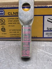 CASE OF 10QTY ILSCO CLNS-1/0-38 COPPER COMPRESSION LUGS 3/8″ NEW IN BOX !!