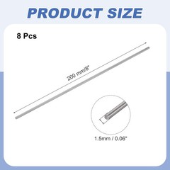 MECCANIXITY 8 Pcs Titanium Round Rod, 0.06″ Dia(1.5mm) 8″ Length GR5 Metal So…