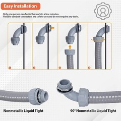 1/2″ 50ft Electrical Conduit Kit – Flexible Non-Metallic Liquid-Tight Conduit