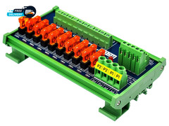 DIN Rail Mount 10 Position Power Distribution Fuse Module for 5 to 32V