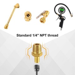 Portable Air Inflator Adapter 1/4″ NPT (M) to Standard for Schrader Valve (M)