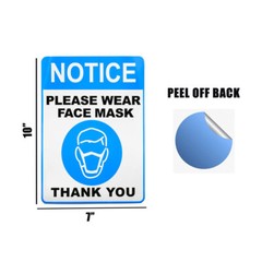 10 Pack – Face Mask Required Sticker Sign – Mask Mandate Compliance Decal