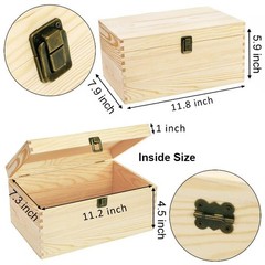 yarlung Unfinished Wooden Box with 11.8 x 7.9 x 5.9 inches, Light Brown