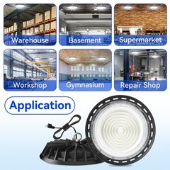 200W UFO LED High Bay Light – 10 Pack, Ideal for Factories/Gyms/Barns/Warehouses