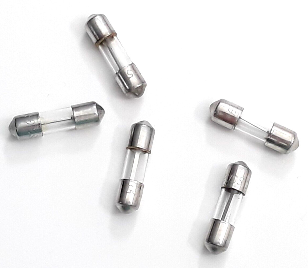 LOT OF 5 EACH GBC-25 GBC25 BUSS BUSSMANN GLASS FUSES