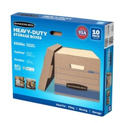 Bankers Box Heavy Duty Storage Boxes, 10″ x 12″ x 15″ 10 Pack, Kraft Brown