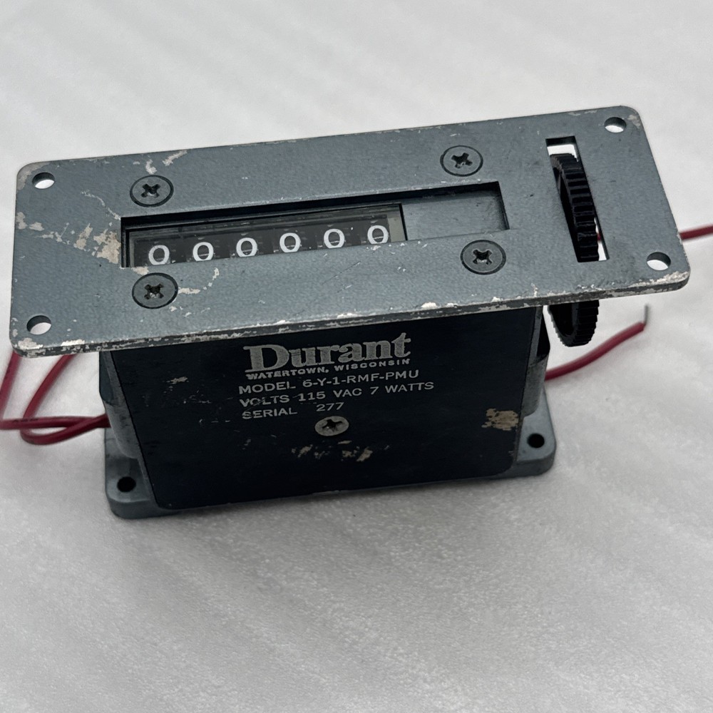 Vintage Durant 6-Y-1-RMF-PMU Electric Counter, 115 VAC, 7W Untested Scratched