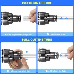 10 Pack Black 3/8″ OD Y Splitter Push to Connect Fittings 3 Way Push Fit