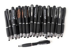 30 Misprint FLASHLIGHT Pens RETRACTABLE Twist Click Stylus Tip Pen Lot BLACK INK