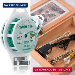 2 Reels 328 Feet (100m) Twist Tie, Green Coated Garden Plant Ties with Cutter fo